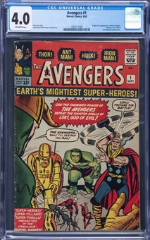 1963 Marvel Comics "Avengers" #1 - (Origin & 1st Appearance of the Avengers) - CGC 4.0 Off White Pages